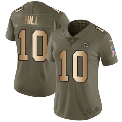 Nike Miami Dolphins #10 Tyreek Hill OliveGold Women's Stitched NFL Limited 2017 Salute To Service Jersey